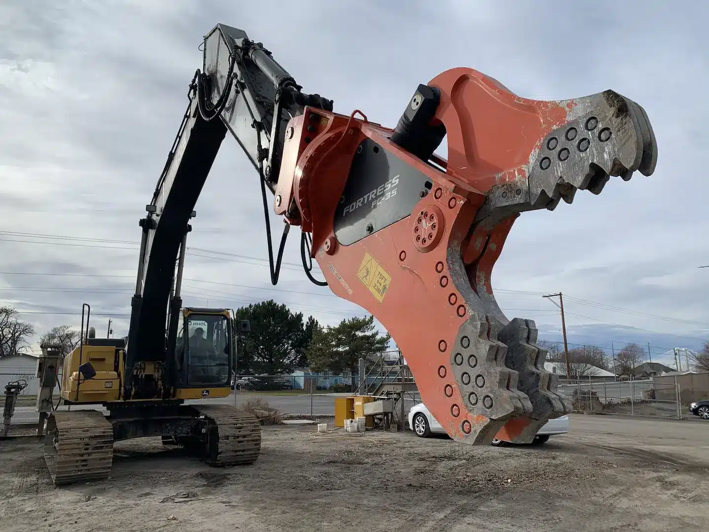 Close up shot of FC35 Demolition Tool on an excavator